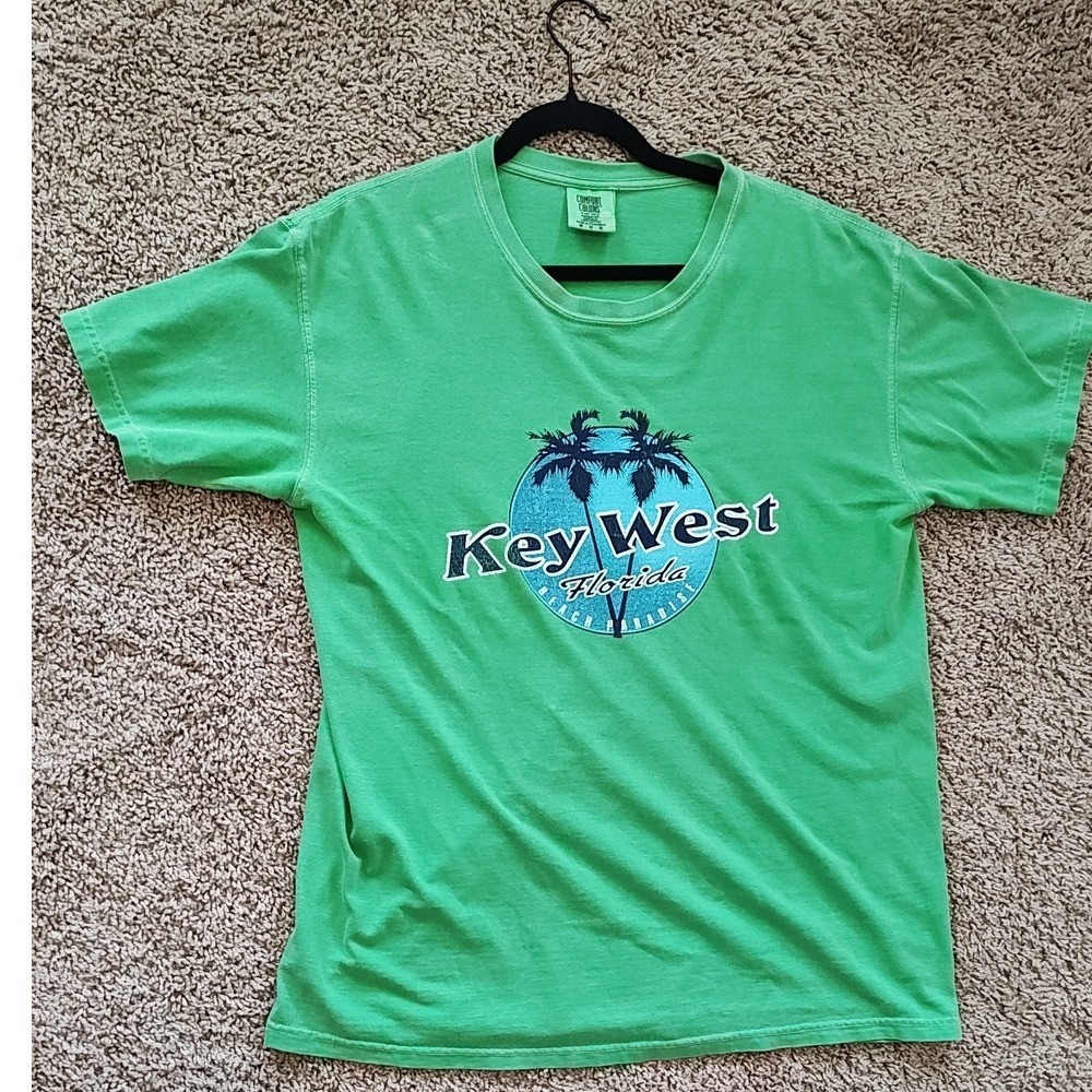 Unisex‎ Medium Comfort Colors Key West Florida Beach Paradise Graphic Tee Green